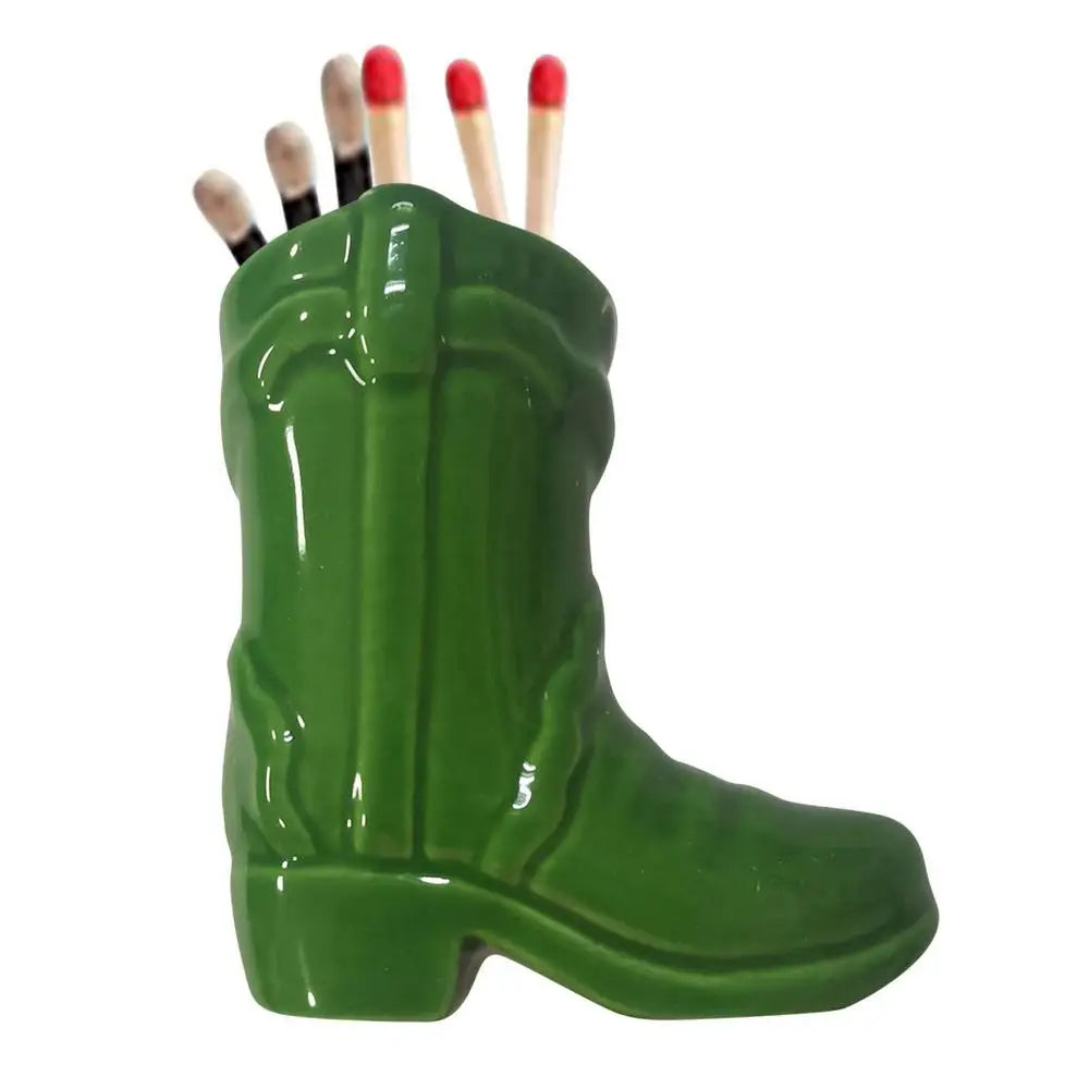 Introducing the Cowboy Boot Ceramic Match Holder with Igniter - a delightful addition to your home decor for fireplace and kitchen. Double Cart provides Best products for your home in Atlanta, GA.