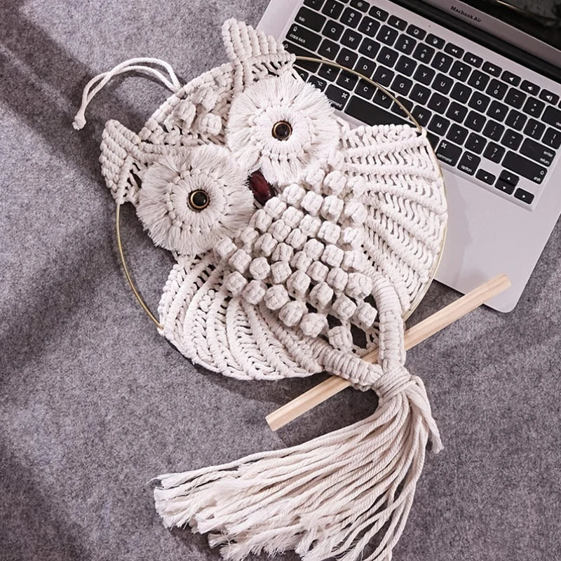 Introducing the Woven Owl Macrame Room Decor, a stunning addition to elevate your home's boho charm effortlessly. Double Cart provides Best products for your home in Austin, TX.