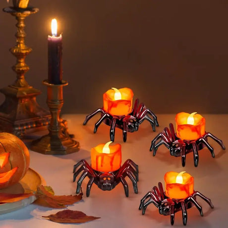 Halloween LED Pumpkin Lights with Glowing Spider