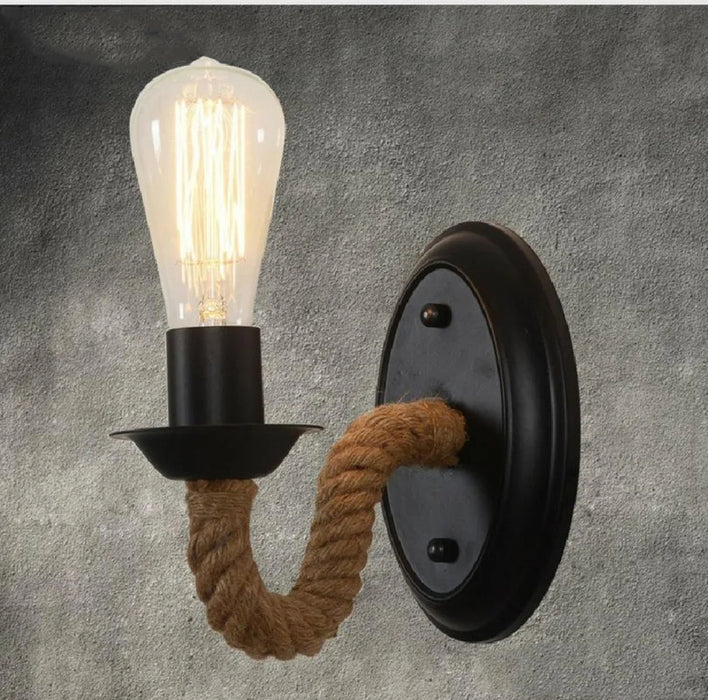 Rustic Hemp Rope LED Wall Lamp