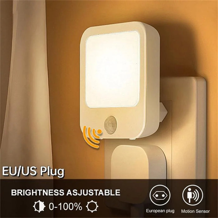 Motion Sensor LED Night Lights EU Plug Dimmable Cabinet Light