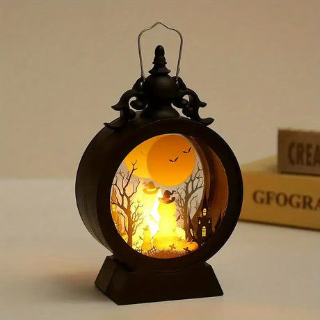 Vintage LED Electronic Candle Light Hanging Storm Lantern for Halloween Decorations