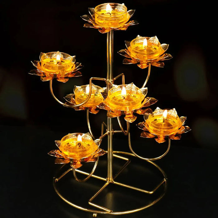 Metal Lotus Butter Lamp Holder
