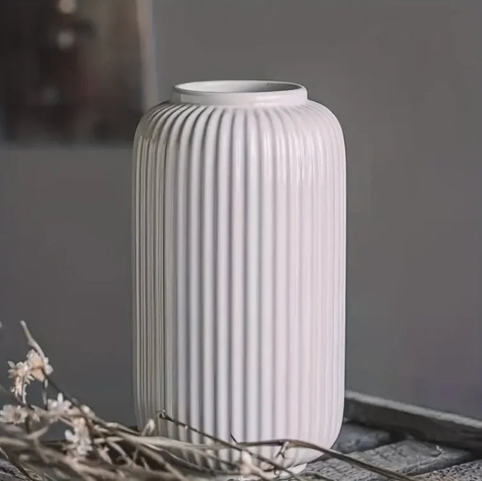 White Ceramic Decorative Vase for Living Room