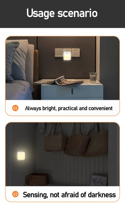 Motion Sensor LED Night Lights EU Plug Dimmable Cabinet Light