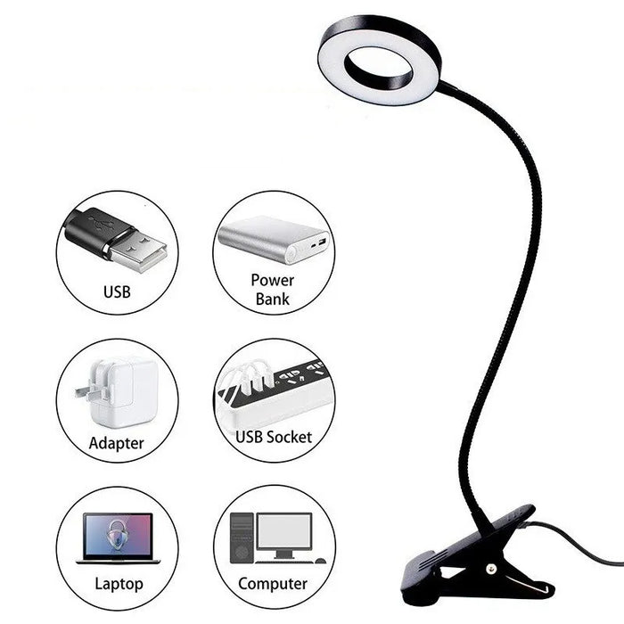 Adjustable LED Desk Lamp with Clip