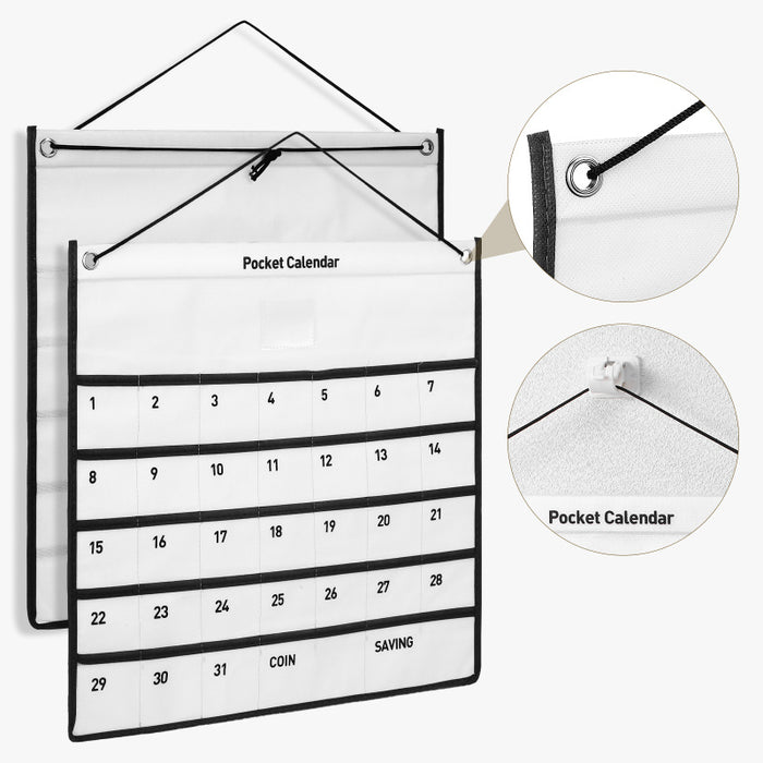 White Non-Woven Fabric Wall-Mounted Calendar Storage Bag