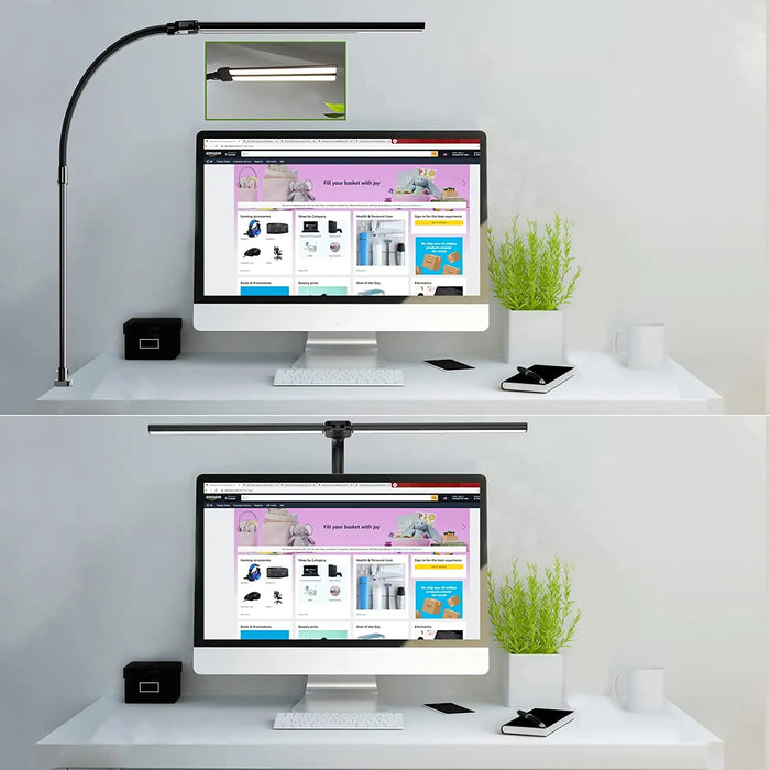 Double Head LED Clip Desk Lamp with Remote Control for Home Office