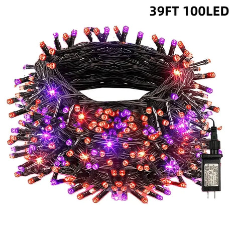 Halloween LED String Lights with 300 200 100 LED Options 8 Lighting Modes Waterproof Connectable Plug-in Mini Lights for Indoor Outdoor Holiday Party and Bedroom Decorations in Purple and Orange