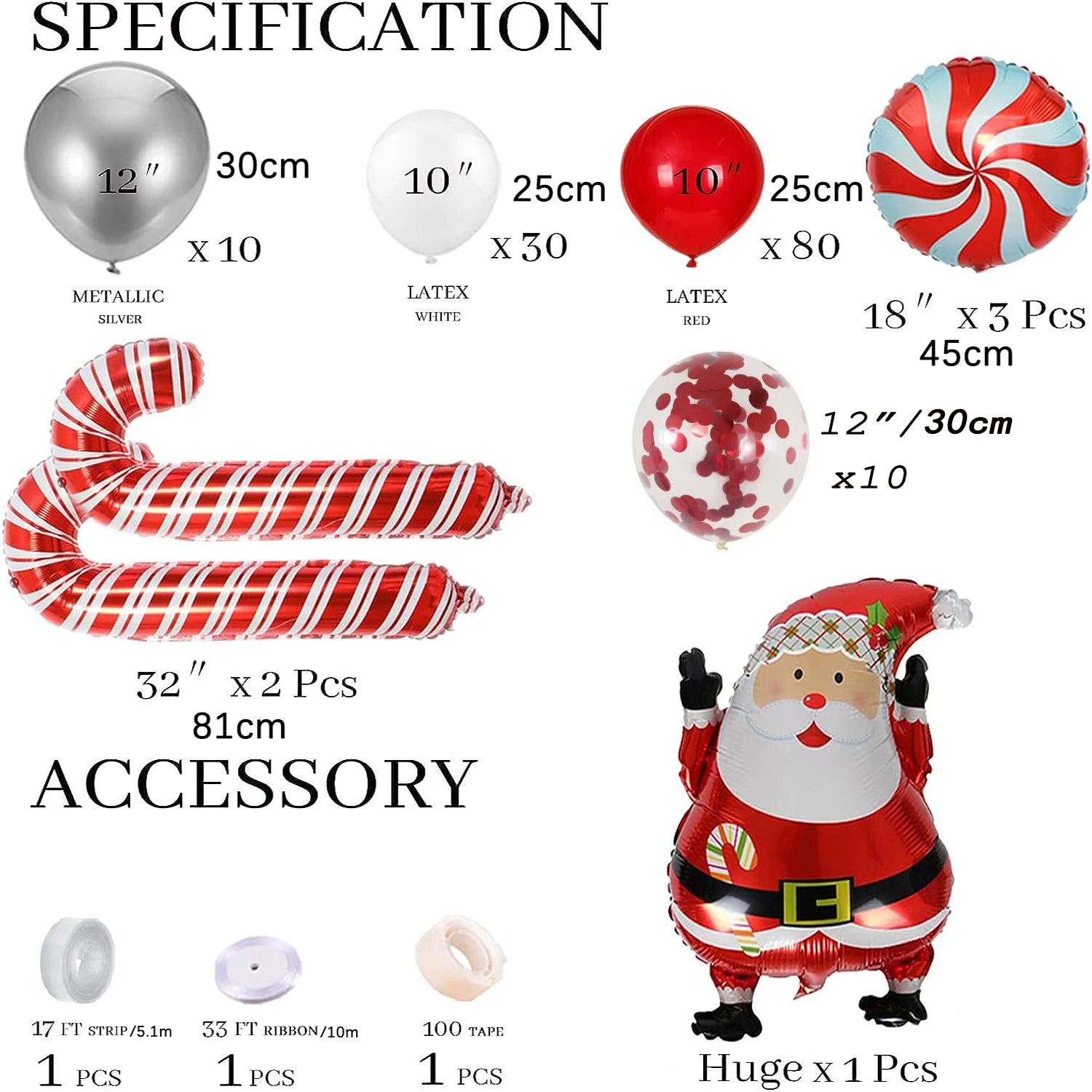 Make your 2025 Christmas celebrations extra special with this delightful balloon chain set featuring Santa Claus, candy cane, and lollipop balloons. Double Cart provides Best products for your home in Milwaukee, WI.