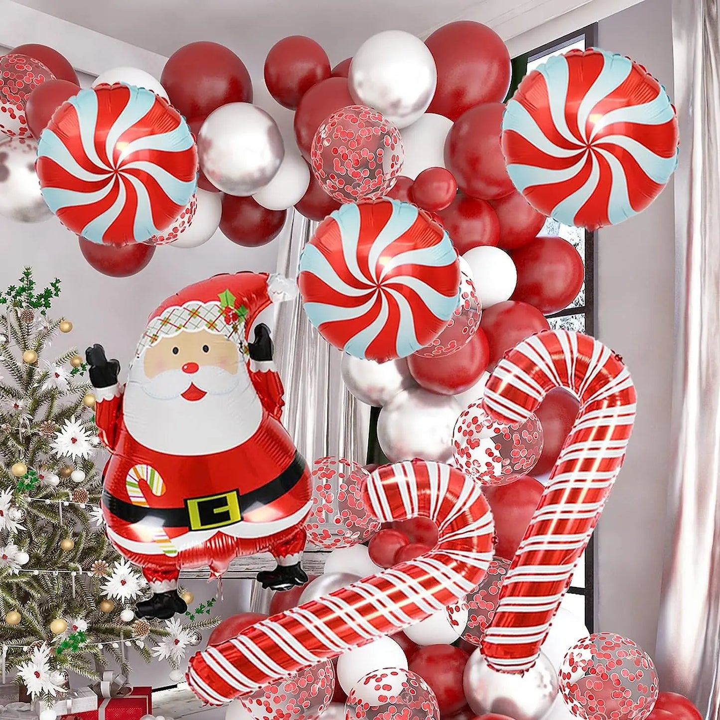 Make your 2025 Christmas celebrations extra special with this delightful balloon chain set featuring Santa Claus, candy cane, and lollipop balloons. Double Cart provides Best products for your home in Nashville, TN.