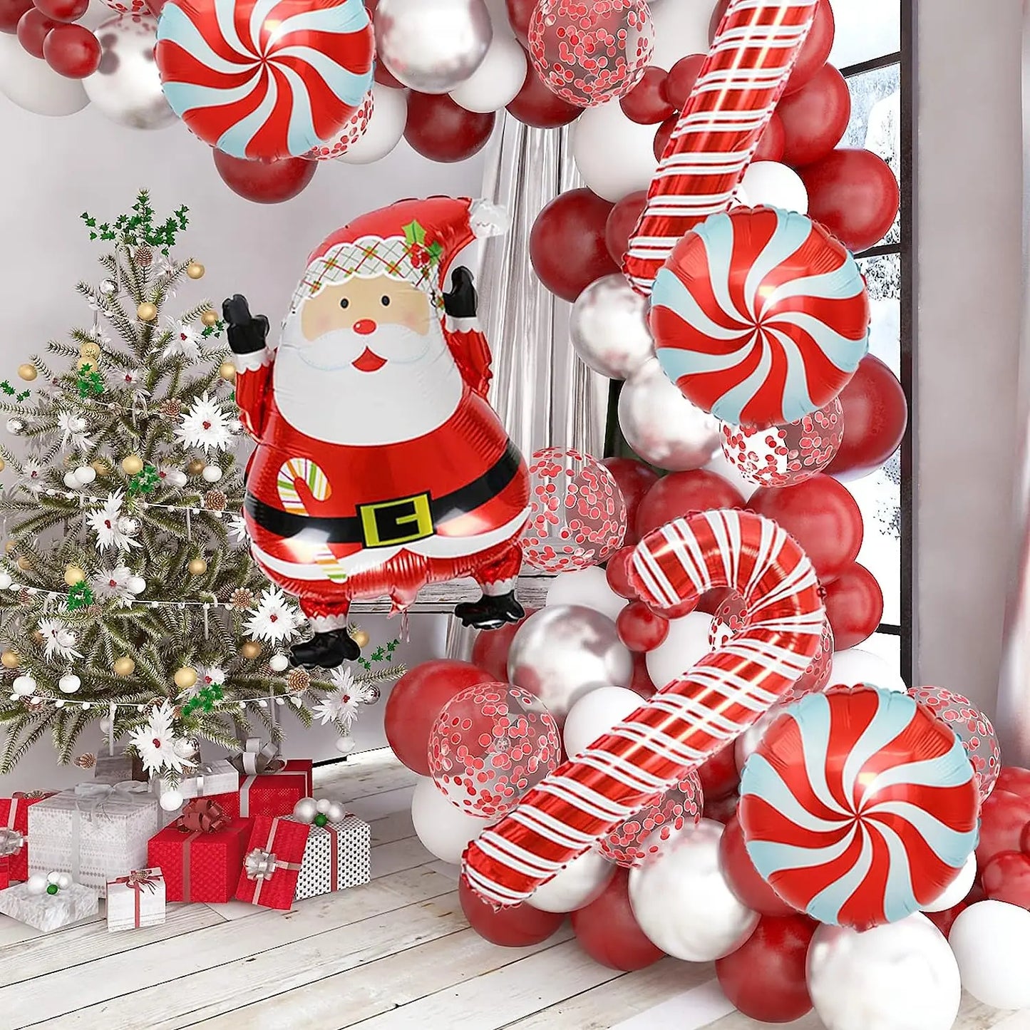 Make your 2025 Christmas celebrations extra special with this delightful balloon chain set featuring Santa Claus, candy cane, and lollipop balloons. Double Cart provides Best products for your home in Washington, DC.