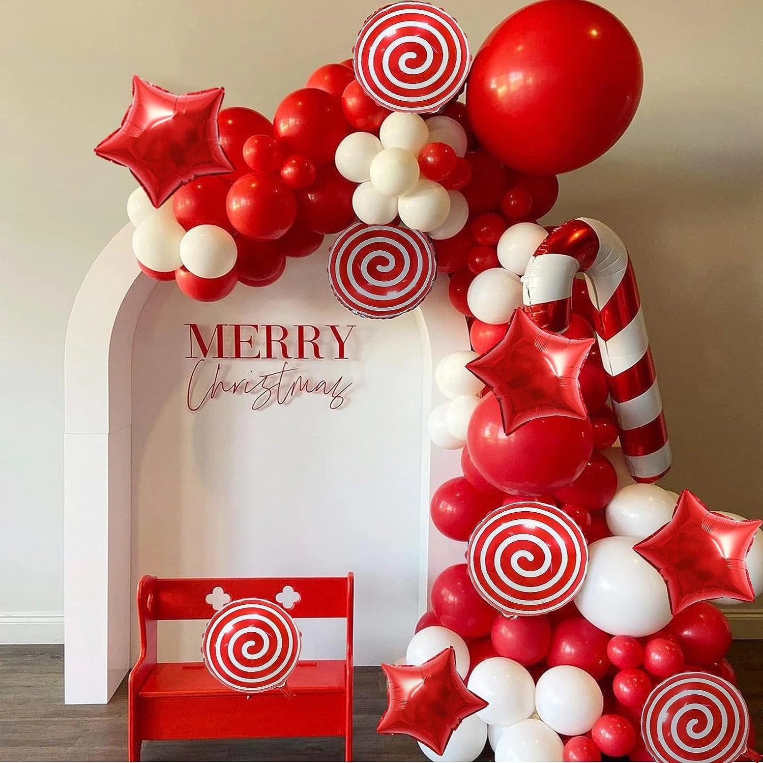 This Christmas-themed balloon arch kit features a festive red cane lollipop design, perfect for adding a touch of holiday cheer to any event. Double Cart provides Best products for your home in Detroit, MI.