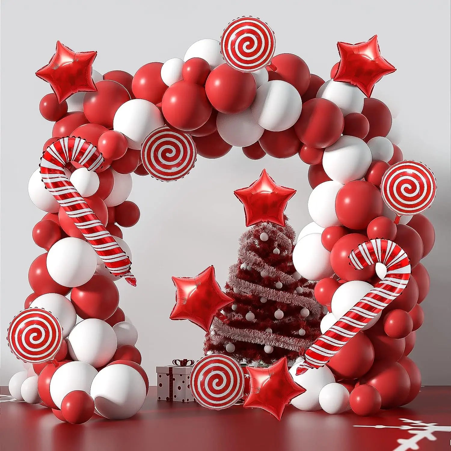 This Christmas-themed balloon arch kit features a festive red cane lollipop design, perfect for adding a touch of holiday cheer to any event. Double Cart provides Best products for your home in Phoenix, AZ.