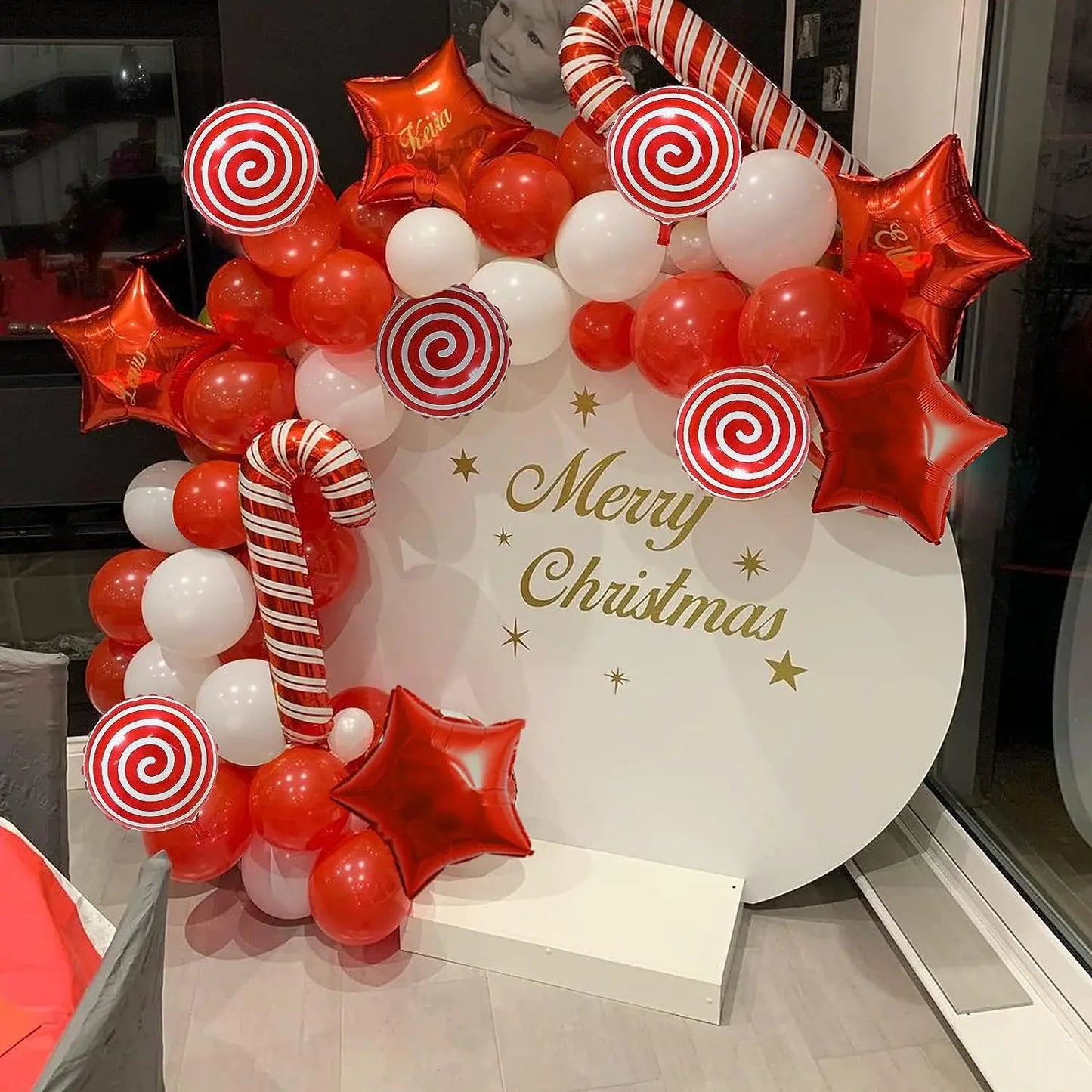 This Christmas-themed balloon arch kit features a festive red cane lollipop design, perfect for adding a touch of holiday cheer to any event. Double Cart provides Best products for your home in San Antonio, TX.