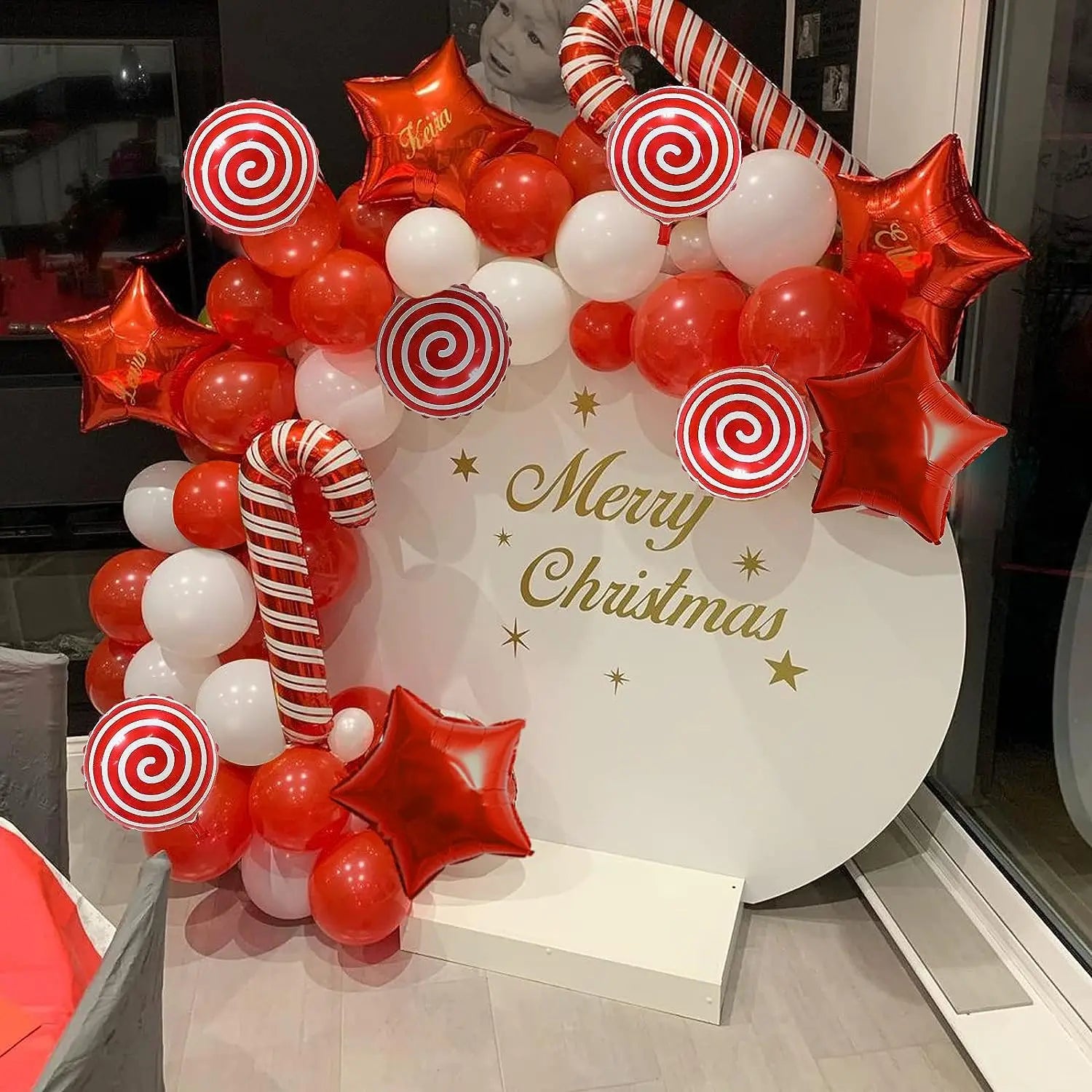 This Christmas-themed balloon arch kit features a festive red cane lollipop design, perfect for adding a touch of holiday cheer to any event. Double Cart provides Best products for your home in San Antonio, TX.