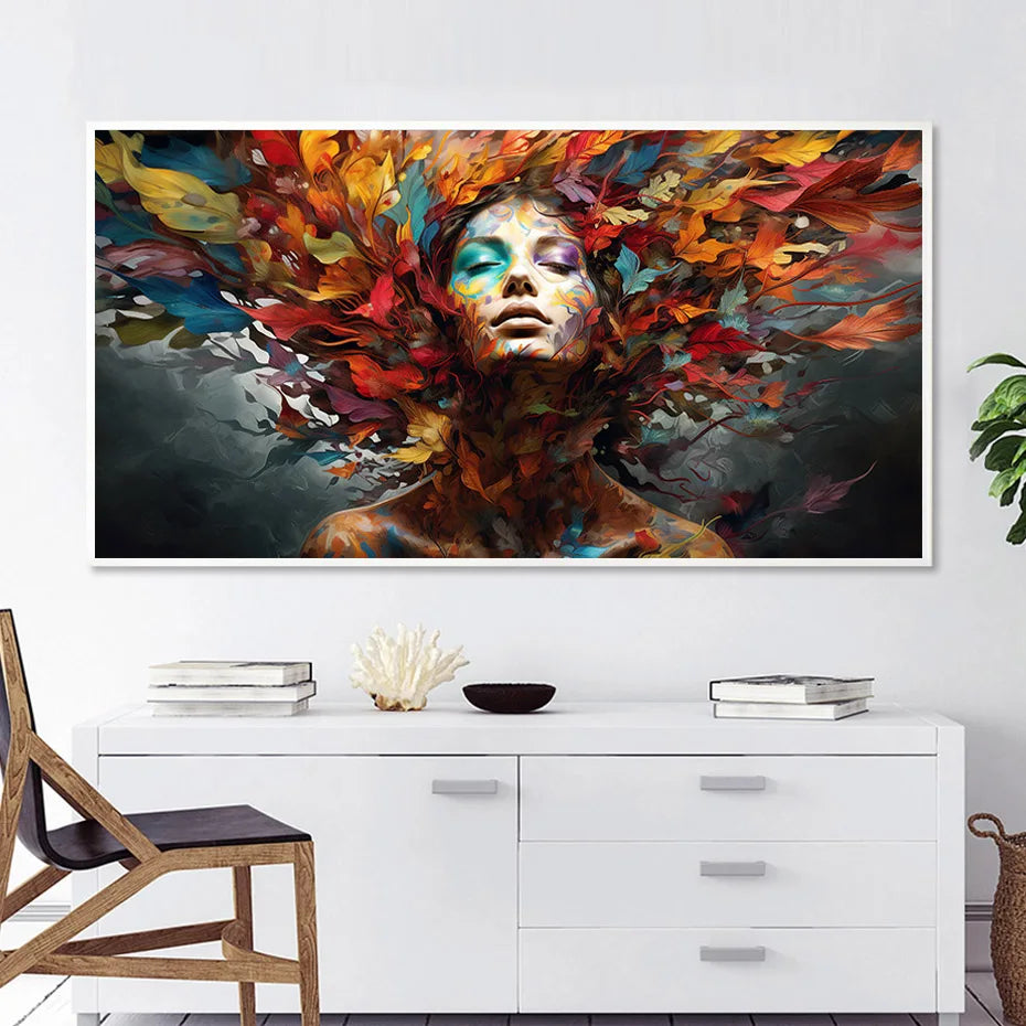 Introducing our vibrant Colourful Leaves Woman canvas print, designed to add a touch of modern style to your home decor. Double Cart provides Best products for your home in Miami, FL.