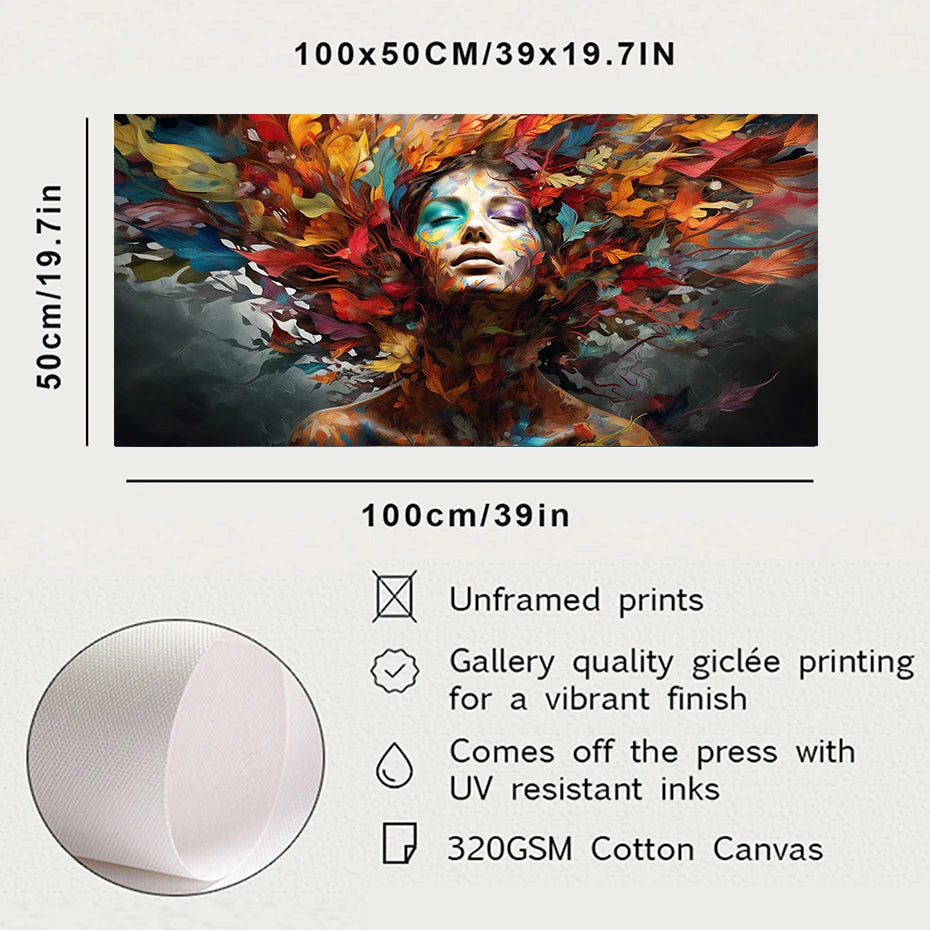 Introducing our vibrant Colourful Leaves Woman canvas print, designed to add a touch of modern style to your home decor. Double Cart provides Best products for your home in New York, NY.