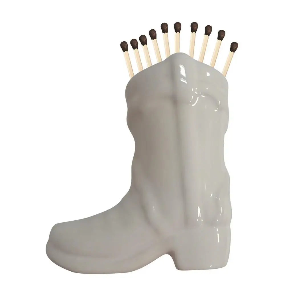Introducing the Cowboy Boot Ceramic Match Holder with Igniter - a delightful addition to your home decor for fireplace and kitchen. Double Cart provides Best products for your home in Charlotte, NC.