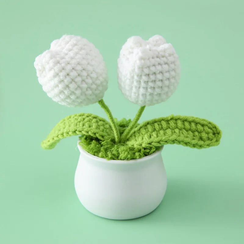 Introducing the Handwoven Mini Potted Flower Ornamental Plant, an adorable addition to your office desk or home du00e9cor! Made with high-quality milk cotton and iron materials, this cute flower bonsai is perfect for adding a touch of charm to any space. Double Cart provides Best products for your home in New York, NY.