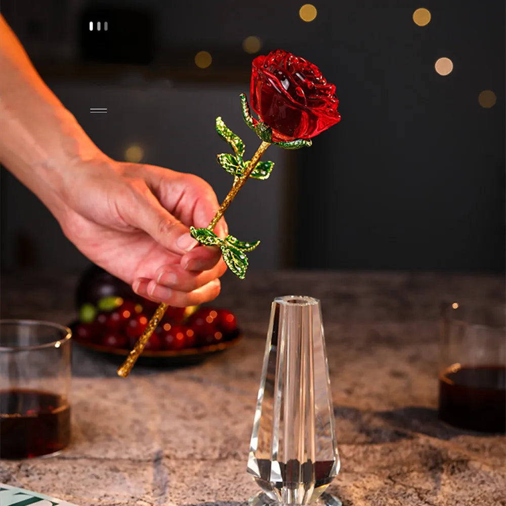 Introducing the exquisite Crystal Glass Rose, a gorgeous piece measuring 240mm in height and 50mm in width and depth. Double Cart provides Best products for your home in Houston, TX.