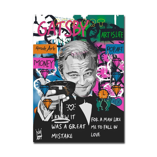 Enhance your home decor with this stunning abstract canvas painting featuring the iconic Leonardo DiCaprio from the movie The Great Gatsby. Double Cart provides Best products for your home in New York, NY.