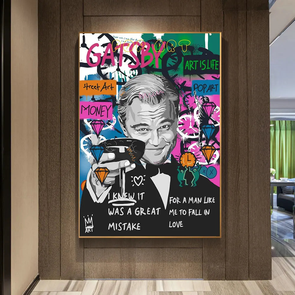 Enhance your home decor with this stunning abstract canvas painting featuring the iconic Leonardo DiCaprio from the movie The Great Gatsby. Double Cart provides Best products for your home in Tampa, FL.