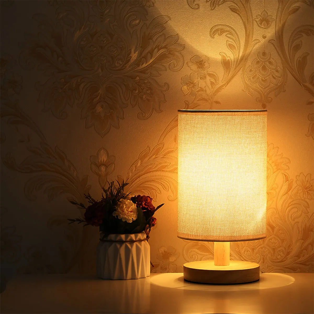 Upgrade your bedroom decor with this stylish USB bedside lamp night light featuring a classic cylinder lamp shade in an elegant ivory color. Double Cart provides Best products for your home in New Orleans, LA.