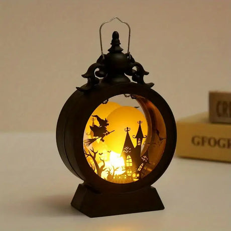 Vintage LED Electronic Candle Light Hanging Storm Lantern for Halloween Decorations