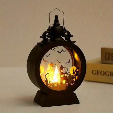 Vintage LED Electronic Candle Light Hanging Storm Lantern for Halloween Decorations